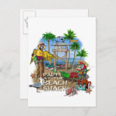 Invitation Carte Postale Parti des perroquets (Devant / Derrière)