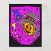 Invitation Carte Postale Parti d'Halloween Jack OLantern Bugle violet (Devant)