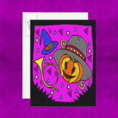 Invitation Carte Postale Parti d'Halloween Jack OLantern Bugle violet