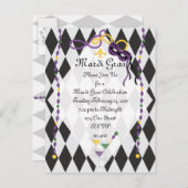 Invitation Carte Postale Parti Mardi Gras (Devant / Derrière)