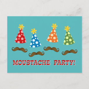 Invitation Carte Postale Parti Mustache rétro