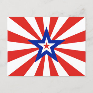 Invitation Carte Postale Parti Patriotique Étoile Rouge Éclatante Américain