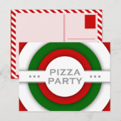 Invitation Carte Postale parti PIZZA rétro (Devant / Derrière)