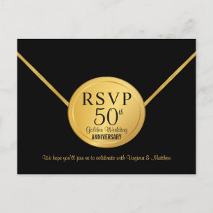 Invitation Carte Postale Parti surprise du cinquantième Mariage RSVP