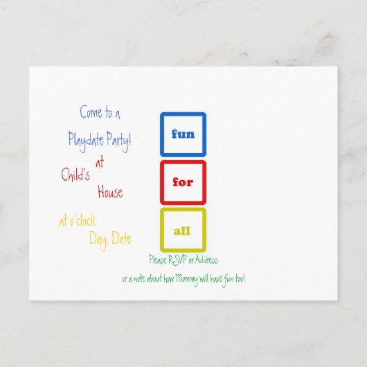 Invitation Carte Postale Partie bloc de lecture (Dos)