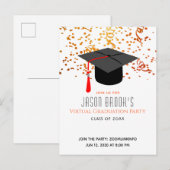 Invitation Carte Postale Partie de diplôme virtuel | Confetti Graduation Ca (Devant / Derrière)