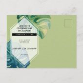 Invitation Carte Postale Partie de l'engagement de l'aquarelle tropicale (Dos)