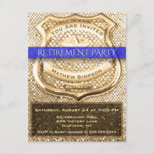 Invitation Carte Postale Partie de retraite de policier