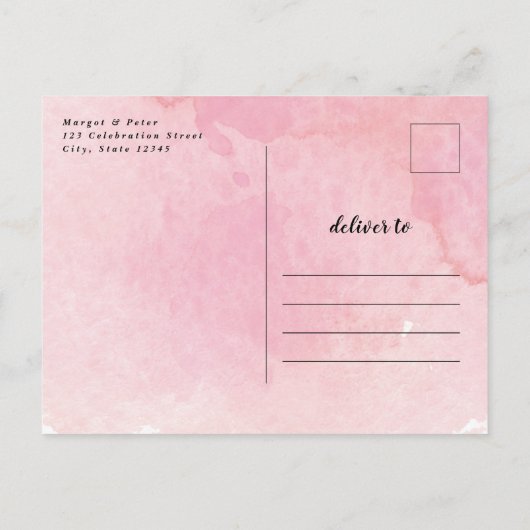 Invitation Carte Postale Partie d'engagement pour l'aquarelle de script mod (Dos)