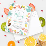 Invitation Carte Postale Partie du pool | Fête d'anniversaire à thème d'été<br><div class="desc">Économisez sur les enveloppes avec les invitations par carte postale! Ce design sur le thème de l'été présente une bordure d'éléments d'été et vos informations de fête dans la typographie de script moderne. La frontière a un ananas, appareil photo, casquette solaire, ombres, feuilles tropicaux, fleurs, lollies de glace, limonade, tongs,...</div>