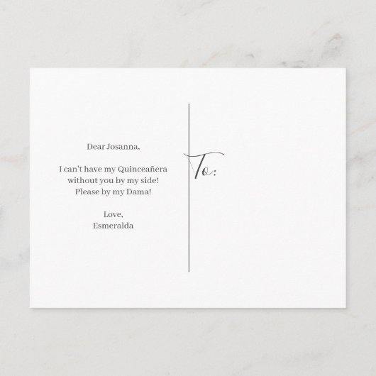 Invitation Carte Postale Parties scintillant arc-en-ciel Quinceanera Dama P (Dos)