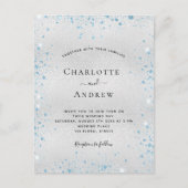 Invitation Carte Postale Parties scintillant bleu argent métal élégant mari (Devant)