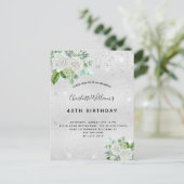 Invitation Carte Postale Parties scintillant d'argent d'anniversaire poussi (Debout devant)