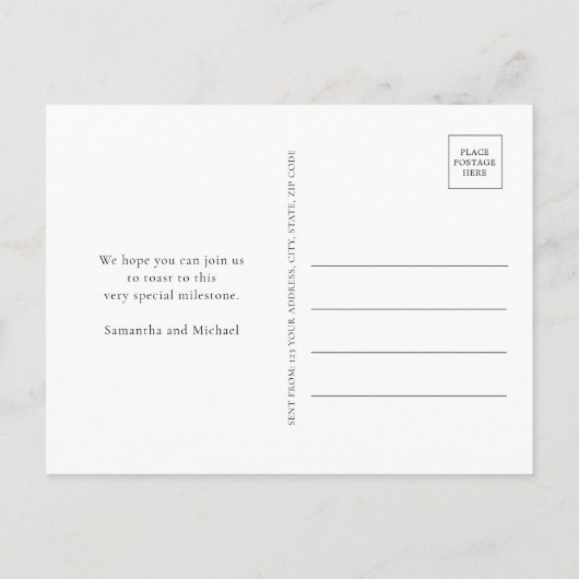 Invitation Carte Postale Parties scintillant d'or 50e anniversaire Mariage (Dos)