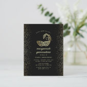 Invitation Carte Postale Parties scintillant d'or Confetti Masquerade Quinc (Debout devant)