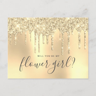 Invitation Carte Postale Parties scintillant d'or gouttes sera-tu ma fille 