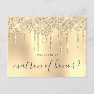 Invitation Carte Postale Parties scintillant d'or gouttes serez-vous mon ma