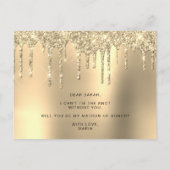 Invitation Carte Postale Parties scintillant d'or gouttes serez-vous mon ma (Dos)