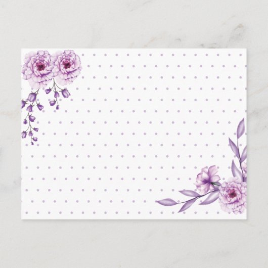 Invitation Carte Postale Parties scintillant d'or Script violet Floral fête (Dos)