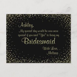 Invitation Carte Postale Parties scintillant D'Or - Serez-Vous Ma Femme D'A