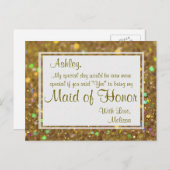 Invitation Carte Postale Parties scintillant d'or - Serez-vous ma servante (Devant / Derrière)