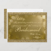 Invitation Carte Postale Parties scintillant Dorée Sombre - Serez-Vous Ma F (Devant / Derrière)