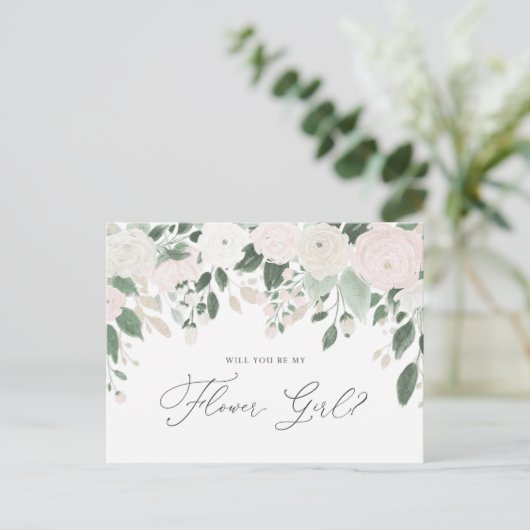 Invitation Carte Postale Parties scintillant Fleurs Pastel Vous Serez Ma Fi (Debout devant)