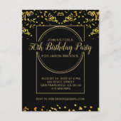 Invitation Carte Postale Parties scintillant Jaune D'Or Confetti À L'Annive (Devant)