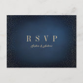 Invitation Carte Postale Parties scintillant Marine & Or Mariage simple RSV (Devant)