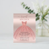 Invitation Carte Postale Parties scintillant moderne Rose Gold Sweet 16 Ann (Debout devant)