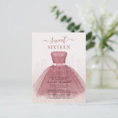 Invitation Carte Postale Parties scintillant moderne Script Sweet 16 Annive (Debout devant)