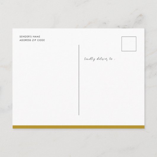 Invitation Carte Postale Parties scintillant Or moderne Script Simple GRAD (Dos)