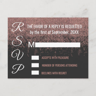 Invitation Carte Postale Parties scintillant or rose éclaire noir RSVP