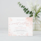 Invitation Carte Postale Parties scintillant or Rose moderne Blush Pink Omb (Debout devant)