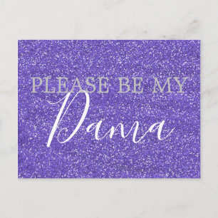 Invitation Carte Postale Parties scintillant Purple Faux Dama Quinceanera P