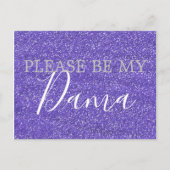 Invitation Carte Postale Parties scintillant Purple Faux Dama Quinceanera P (Devant)