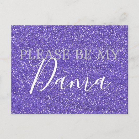 Invitation Carte Postale Parties scintillant Purple Faux Dama Quinceanera P (Devant)