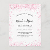 Invitation Carte Postale Parties scintillant rose blanc d'anniversaire scin (Devant)