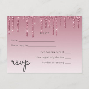 Invitation Carte Postale PARTIES SCINTILLANT rose BUDGET Mariage RSVP