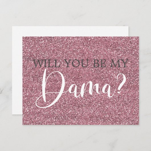 Invitation Carte Postale Parties scintillant rose Faux Quinceanera Dama Pro (Devant / Derrière)