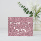 Invitation Carte Postale Parties scintillant rose or Dama Quinceanera Dama  (Debout devant)
