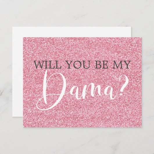 Invitation Carte Postale Parties scintillant rose pâle Quinceanera Dama Pro (Devant / Derrière)