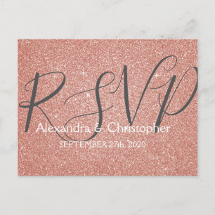 Invitation Carte Postale Parties scintillant Rose Rose Gold et Sparkle RSVP