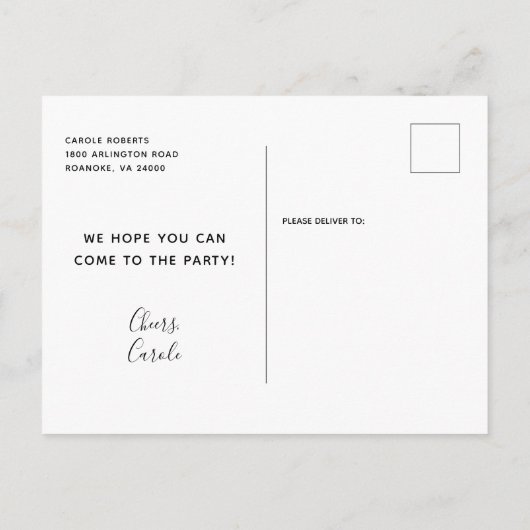 Invitation Carte Postale Parties scintillant rousse Champagne Toast 21e fêt (Dos)
