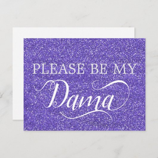 Invitation Carte Postale Parties scintillant violette Dama Quinceanera Dama (Devant / Derrière)