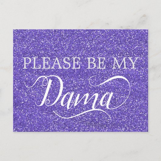 Invitation Carte Postale Parties scintillant violette Dama Quinceanera Dama (Devant)