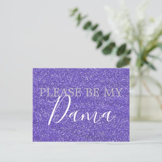 Invitation Carte Postale Parties scintillant violette Dama Quinceanera Prop (Debout devant)