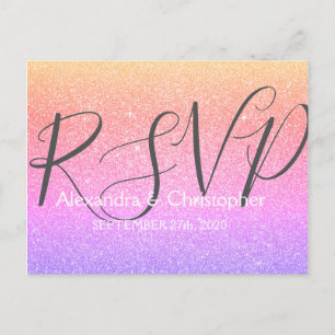 Invitation Carte Postale Parties scintillant violette et rose et étincelle