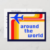 Invitation Carte Postale partout dans le monde : rayures rétro (Devant / Derrière)