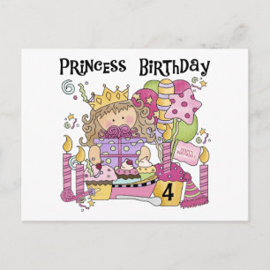 Invitation Carte Postale Party Princess 4th Birthday Tshirts et cadeaux